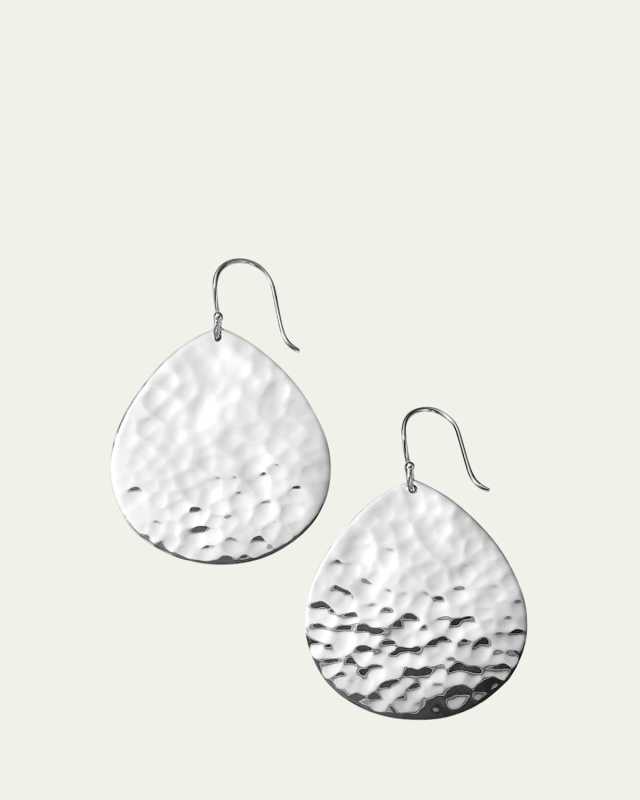 Crinkle Medium Teardrop Earrings in Sterling Silver